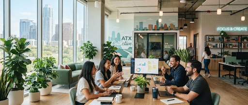 Austin skyline and workspace